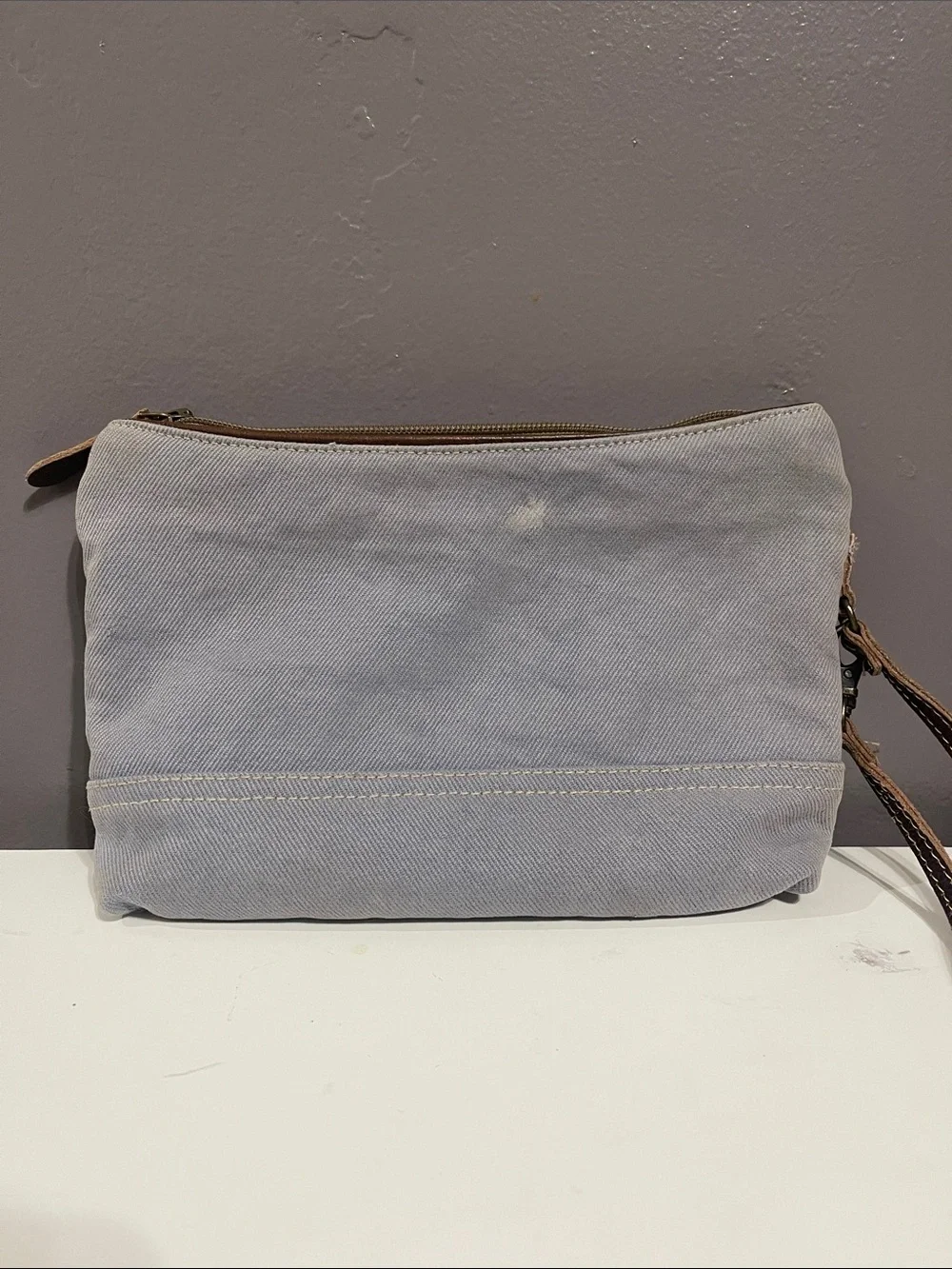Myra Bag Woven Chevron Wristlet Clutch